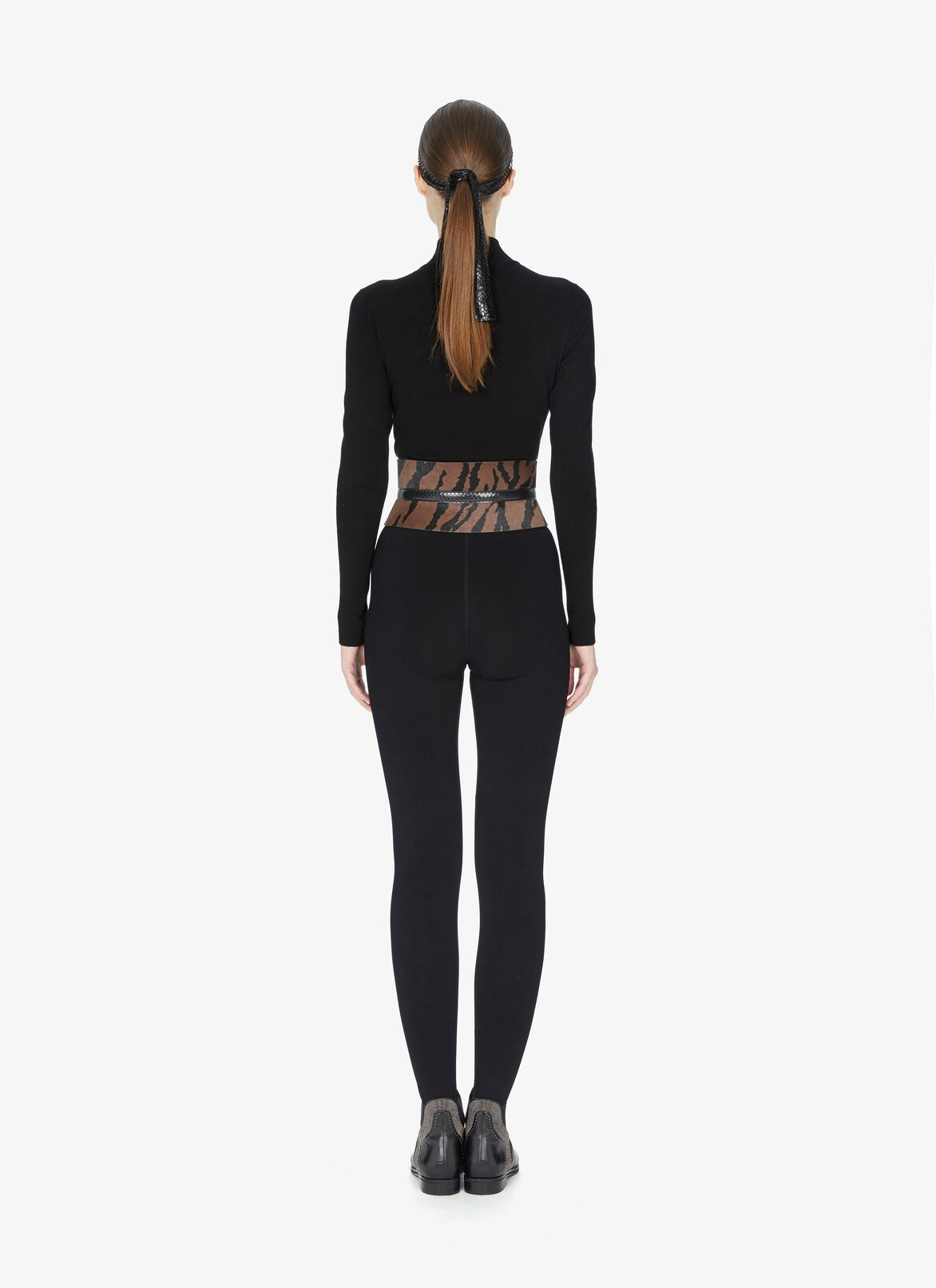 CORSET IMP. POULAIN ZEBRA+ELAPHE BROWN/BLACK ALAÏA BROWN/BLACK  CORSET IMP. POULAIN ZEBRA+ELAPHE BROWN/BLACK